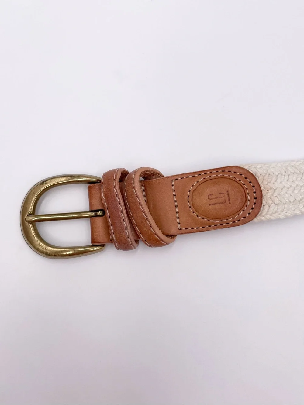 Vintage 90s Liz Claiborne White Woven Braided Belt 30.5